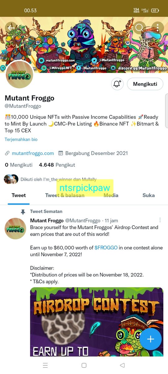 ntsrpickpaw's tweet photo. @sof1azara03 @MutantFroggo TG Name : Novitasari 
TG username : ntsrpickpaw https://t.co/0XXj0E3dui