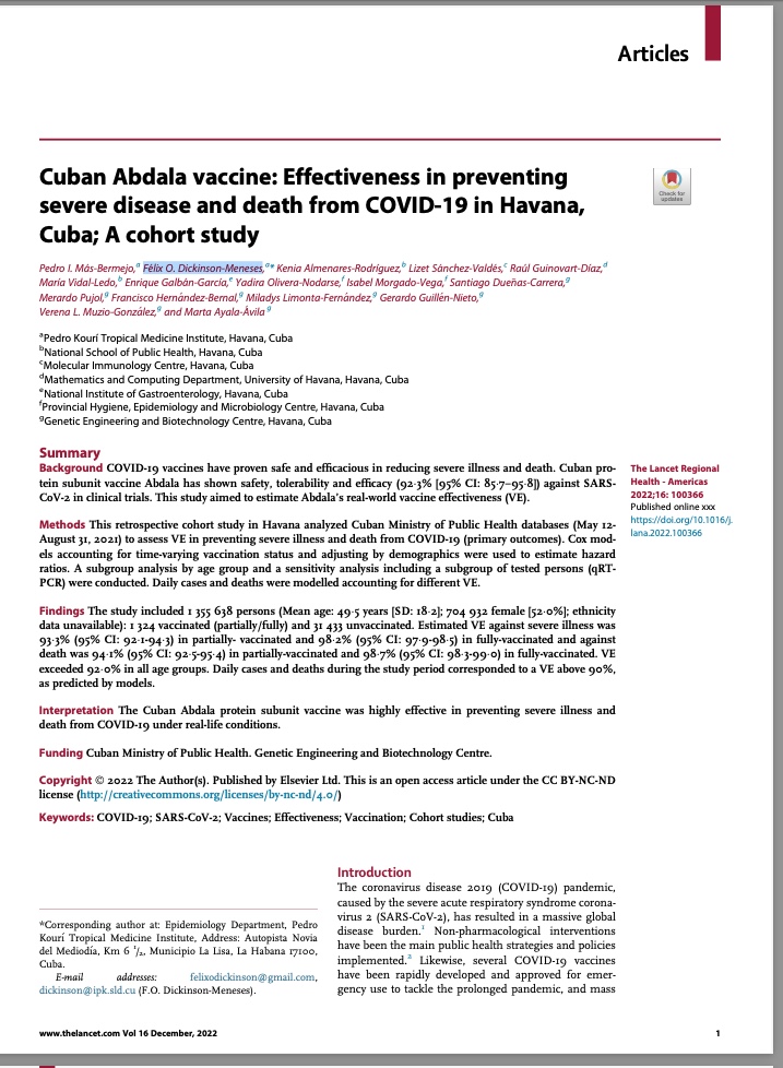 ihcaifoundation's tweet photo. Important findings about the Cuban Vaccine ABDALA just published  https://t.co/VpF37ttTwl 
@CochraneLibrary @mtristanl @PedroIMasBerme1 @cochranecentroa https://t.co/dez114qwzB