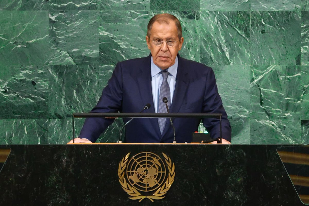 mfa_russia's tweet photo. 🎙️Foreign Minister Sergey Lavrov at the #UNGA77 General Debate:

❗ The matter of the future world order is being decided today. https://t.co/o6h3nGGngZ