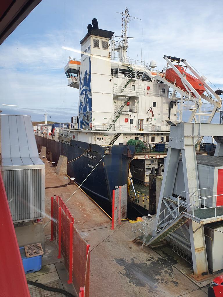 DeepBlueLeigh's tweet photo. Got excited when I spotted this vessel in Lerwick Harbour this afternoon! The Hildasay, one of the volunteer vessels that tow Continuous Plankton Recorders for the @CPRSurvey Thank you @NLFerries for helping collect important ocean data! @thembauk #Shetland #oceanscience https://t.co/3Gc1VO7mEW