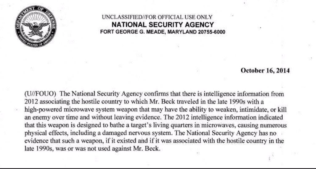 TIUSA_'s tweet photo. The 2012 intelligence information indicated that this weapon is designed to bathe a target’s living quarters in microwaves, causing numerous physical effects, including a damaged nervous system #HavanaSyndrome #anomaloushealthincidents #neuroscience #neuroweapon #brainweaponry https://t.co/XkrTgvJhNw