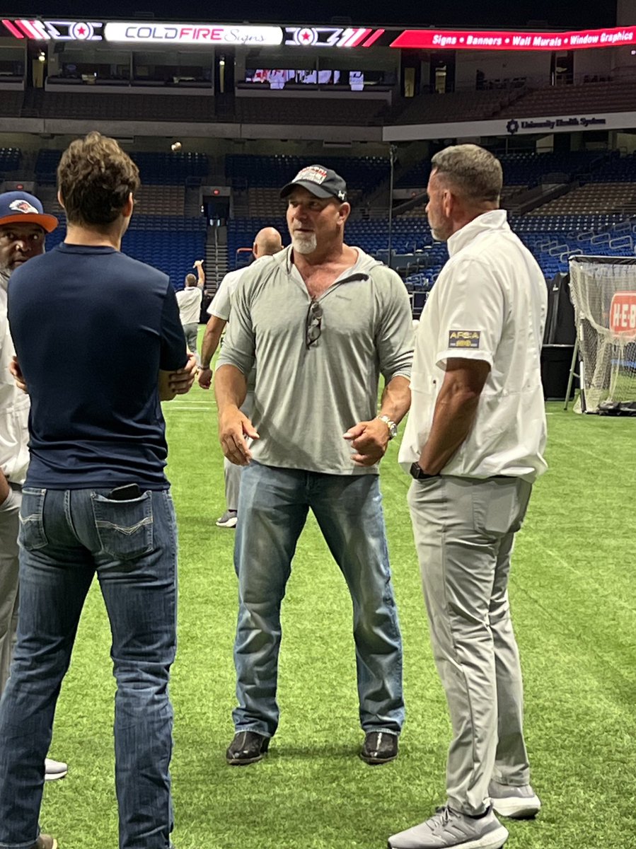 theJJPerez's tweet photo. WWE Hall of Fame wrestler Goldberg is in the house for today’s @UTSAFTBL game https://t.co/9cVg6IouAd