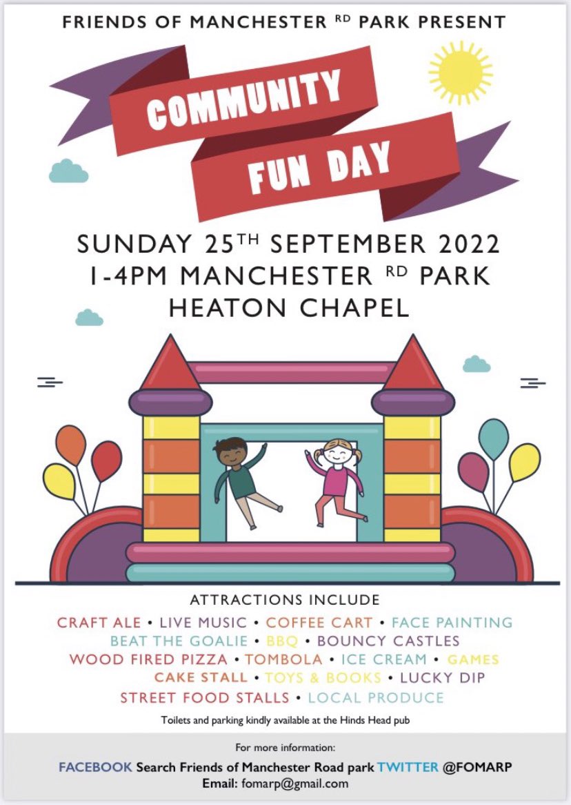 A quick reminder we are not OPEN tomorrow but you can find us slinging drinks down <a href="/fomarp/">Manchester Rd Park</a> alongside <a href="/i_knead_pizza/">I Knead Pizza</a> <a href="/uklittlesparrow/">Little Sparrow</a> <a href="/LHeatonChapel/">Love Heaton Chapel</a> <a href="/PSCL_09/">Primary Sports Coaching</a> <a href="/ninaspiceyard/">Nina</a> <a href="/HindsHeadPub/">Hinds Head</a> please RT 👍