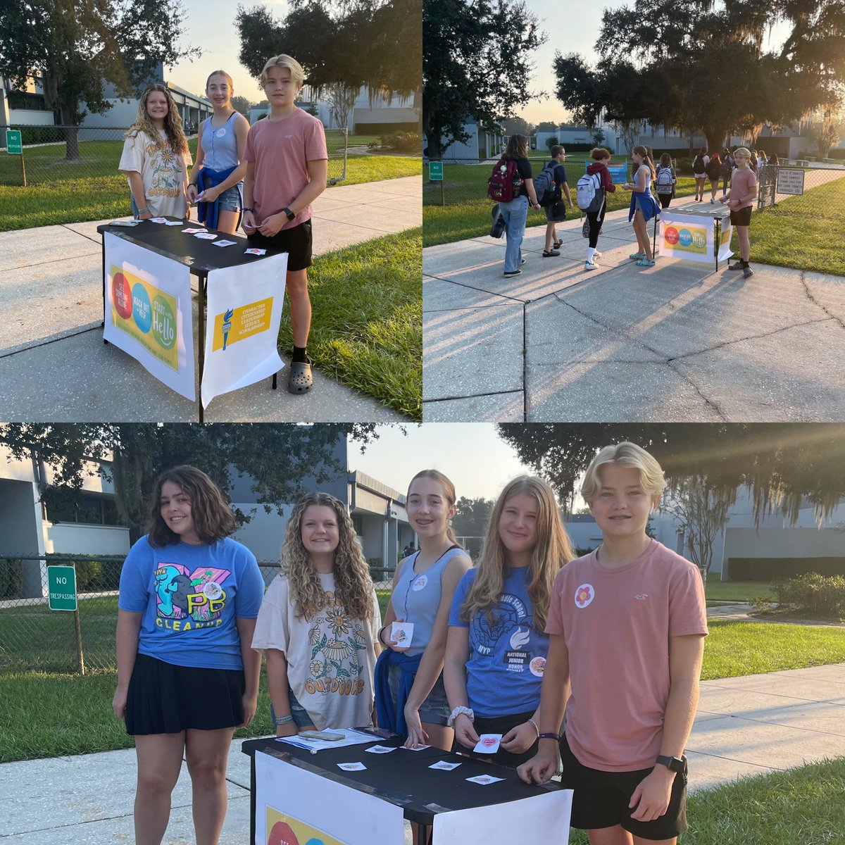 PineViewMiddle's tweet photo. NJHS Officers handing out stickers to their peers for “Start With Hello” Week. #ibstrong #ibcaring #StartWithHello #sandyhookpromise https://t.co/rUueQJlb3n