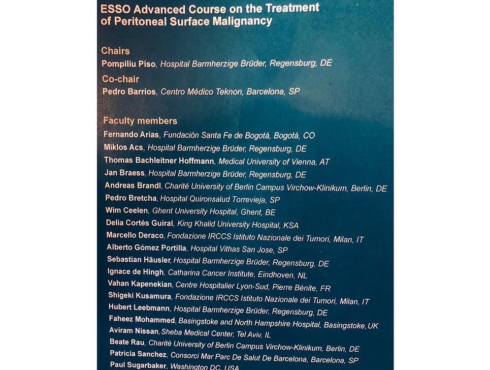 drfernandoarias's tweet photo. Great time sharing knowledge with colleagues and friends. Grateful to be part of the faculty at the Advanced Course on Peritoneal Surface Malignancies organized by @ESSONews @PompiliuPiso @PedroBarriosPhD. Discussing the role of CT and laparoscopy as selection tools for CRS+HIPEC https://t.co/UbzQ2JAXad