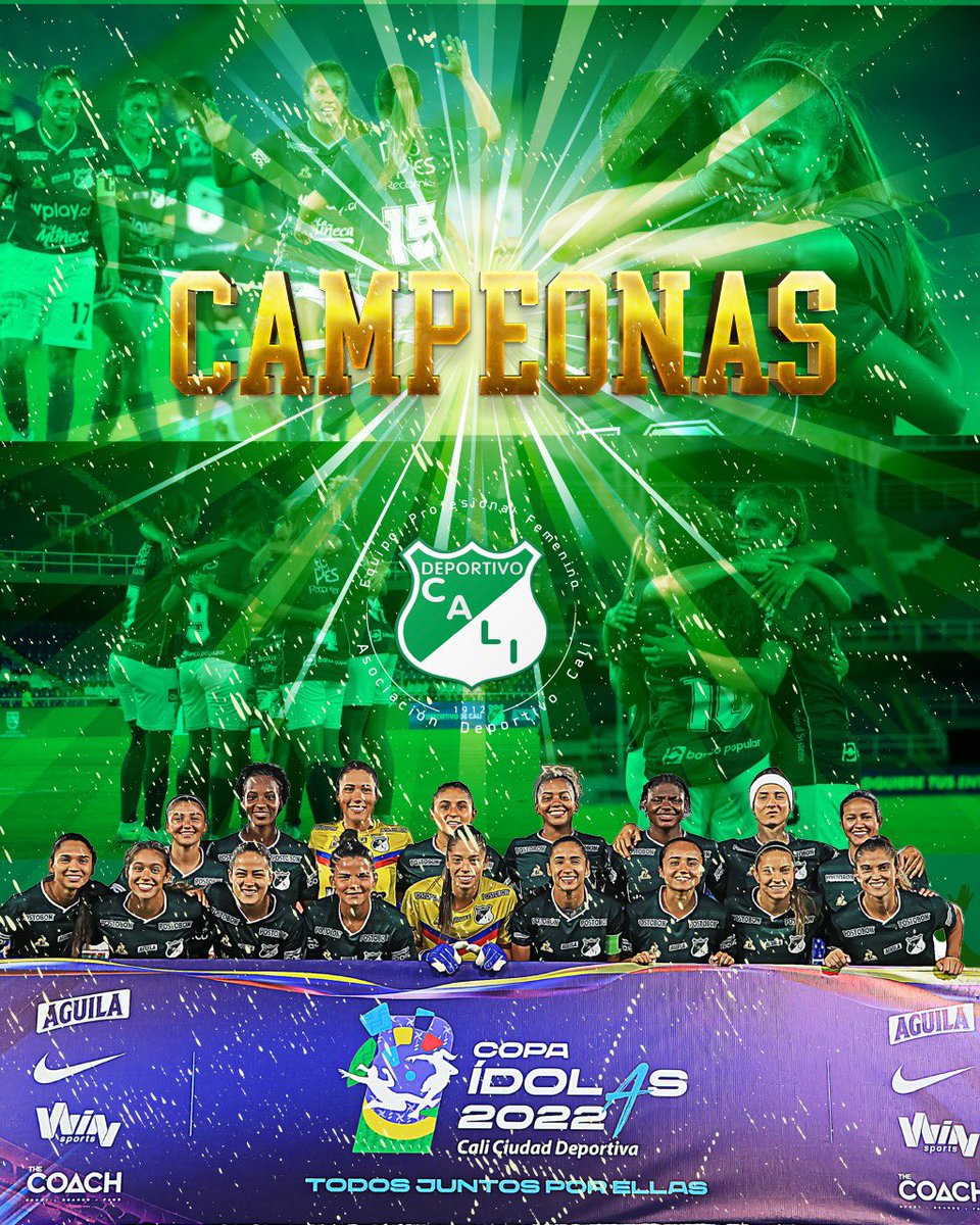 ZonaMixtaTP's tweet photo. 👏🏼👏🏼Felicitamos al @CaliFemenino por coronarse CAMPEONAS de la primera edición 🏆#CopaIdolas frente al #AtleticoMineiro
🟢#CaliFemenino 3-3 #Mineiro ⚫️
⚽️Penales (2-1) https://t.co/fyjkOeqhsk