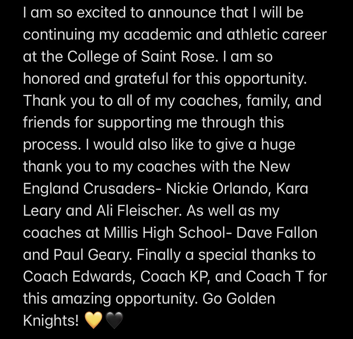 100% Committed! Go Golden Knights! @CoachE_StRose <a href="/ozonehoops/">O-Zone Basketball</a> <a href="/necrusaders/">New England Crusaders</a> <a href="/millishoops/">Millis Girls Hoop</a> 🖤💛