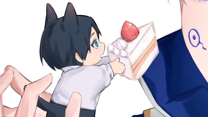 ケーキを贈呈する憂太めう 