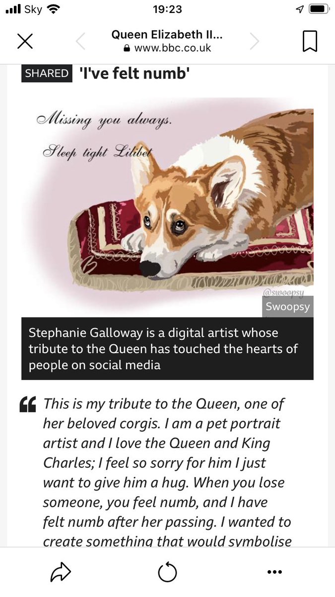 swoopsy_love's tweet photo. Ooh look! I feel so very thankful!
Itβs still on @BBCWorld wow wee!
β€οΈππ¬π§
#MHHSBD #QueenElizabethII #CorgiCrew #queencorgis #artist https://t.co/Ze029utFow