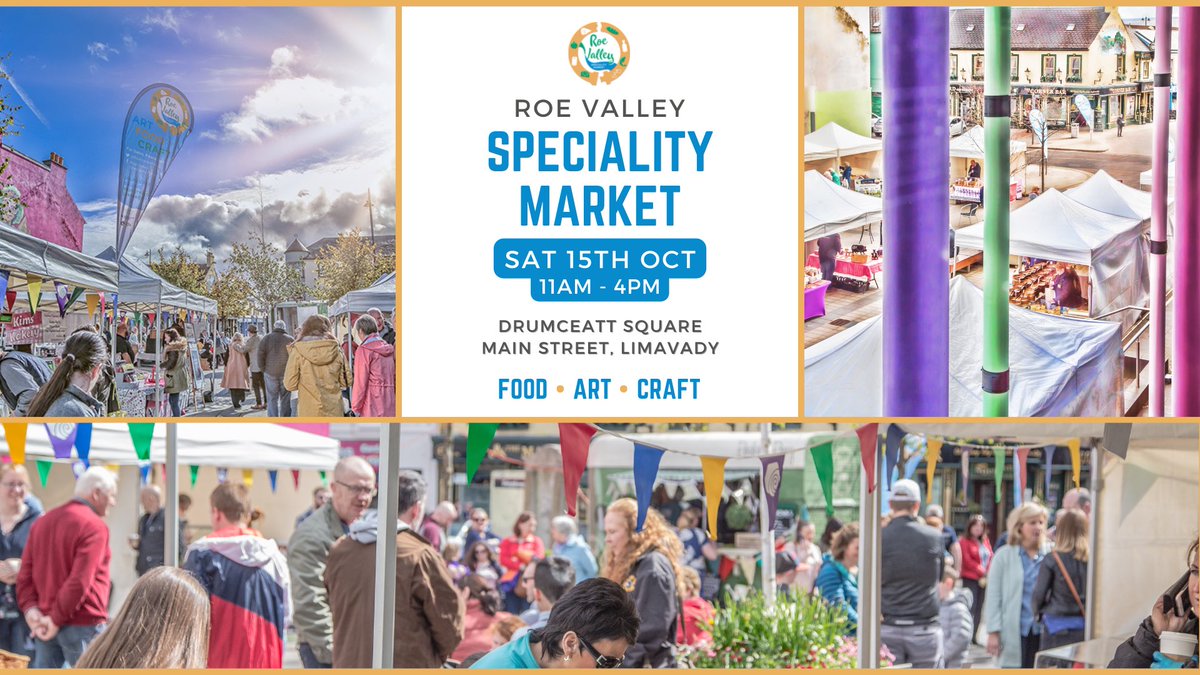 Delighted to be back again for the Roe Valley Speciality Market in #limavady.  Save the date Sat 15th Oct!  More info to follow!