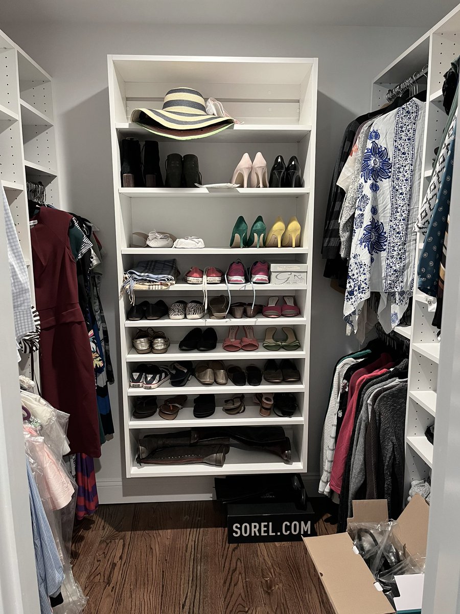 iamdimins's tweet photo. What percentage of my wife and my closet do you think is actually filled with MY things?  (not including the Wi-Fi AP that is out of frame) https://t.co/v8QlSfrOA2