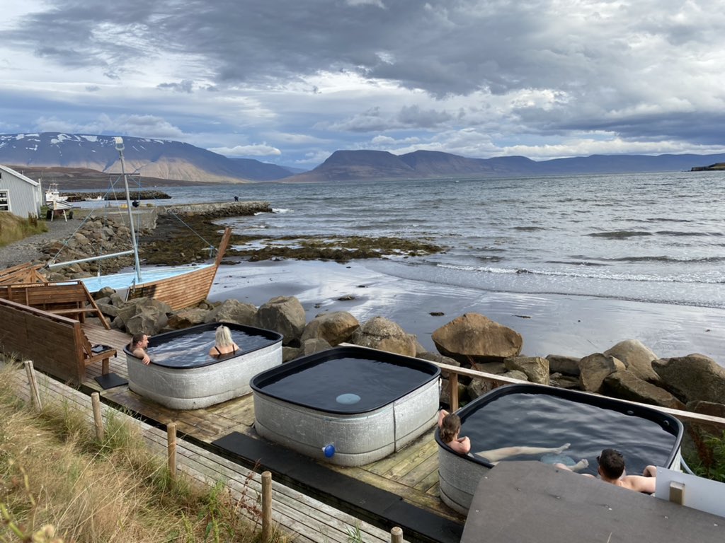 mad_typist's tweet photo. Took a plunge into the sea at this black sand beach just below the Arctic Circle before plunging into these amazing hot tubs. #Iceland #amazinglocation https://t.co/uPiu8RG8CJ