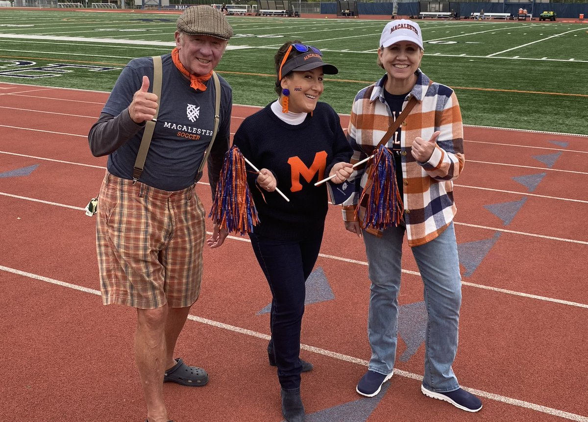 MacalesterPres's tweet photo. Who is the biggest @MacalesterScots fan?
A) @MacalesterPres Rivera
B) Mac’s CFO Langer
C) M Club President Cox
#GoScots #BackToMac https://t.co/ohvnWIYtT7