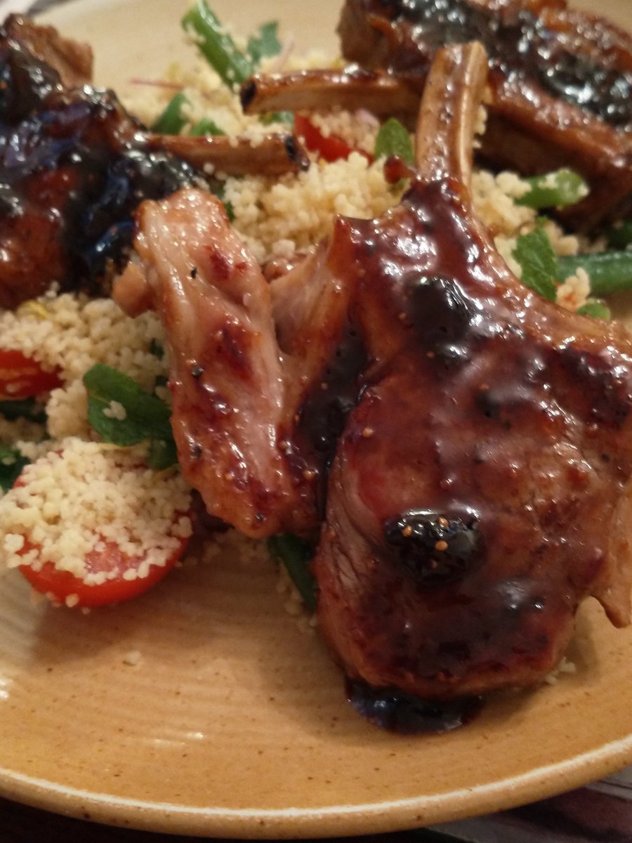 pop_star's tweet photo. Sticky fig lamb cutlets with warm bean & couscous salad. #bbcgoodfood #lambcutlets #couscoussalad #cookedbymywife #homecooking #homecooked #homemade #homecook #homecookedmeal #foodie #foodstagram #foodblogger #foodlover #foodpics #food #foodphotography #foodporn #foodies https://t.co/XBUvkQX8Nb