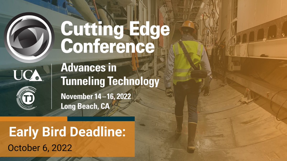 Early bird registration pricing for Cutting Edge 2022 ends this Thursday October 6. Register now to take advantage of the special discount pricing! ucaofsmecuttingedge.com #CuttingEdge2022 #tunneling #UndergroundConstruction