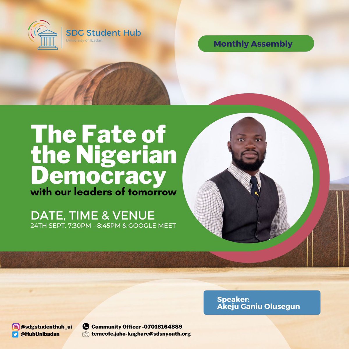 HubUnibadan's tweet photo. We are live🔥🔥

#sdgstudenthubui #democracy #SDGs https://t.co/Py3M62w3KI