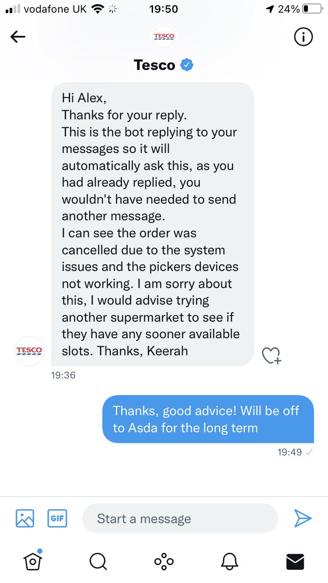 alex_williams20's tweet image. Can only wonder how much money @Tesco are currently making to tell me to use their competitors when I moan that they cancelled my order last night! Well if you don’t want my money I’ll be off then!