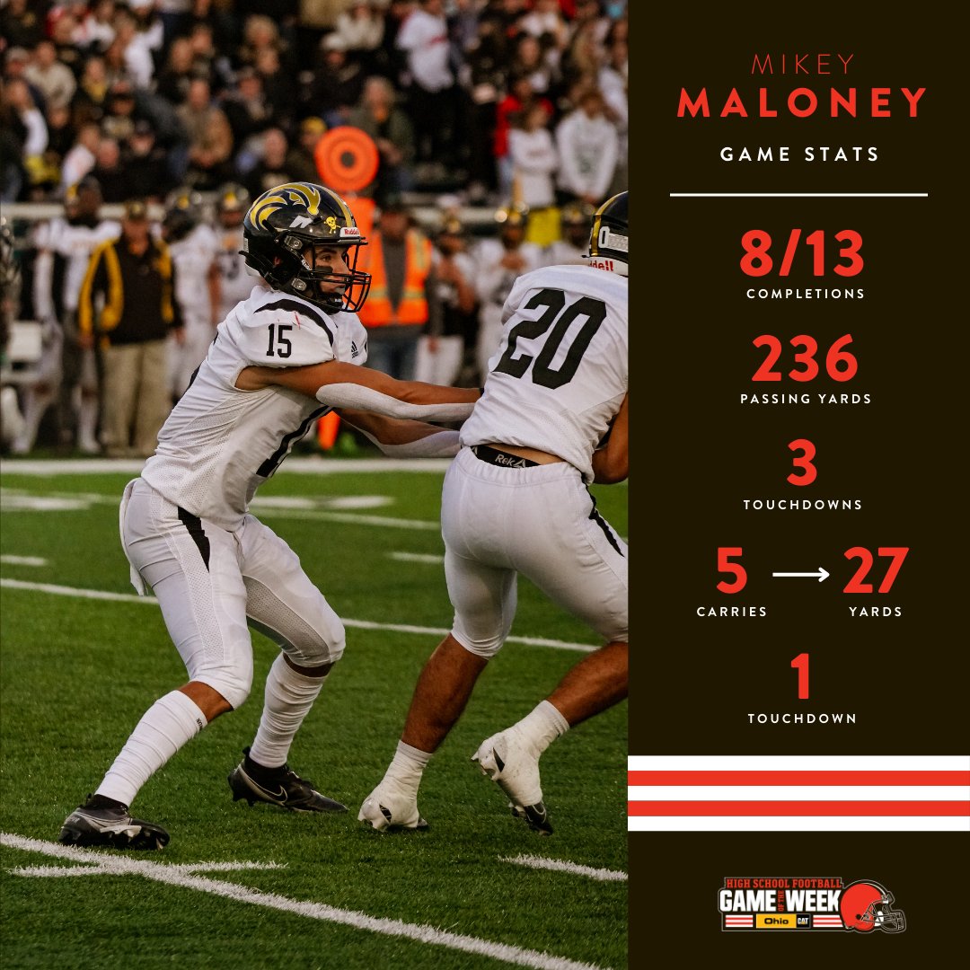 BrownsYouthFB's tweet image. Cleveland Browns High School Game of the Week #6 🏈#HSGOTW

Coach of the Week | Dave Bors
Game MVP #15 | @mikey_maloney15