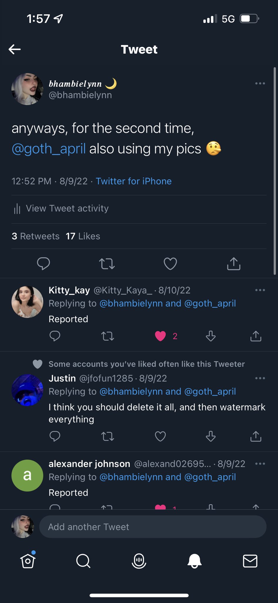 𝒃𝒉𝒂𝒎𝒃𝒊𝒆𝒍𝒚𝒏𝒏 🌙 on Twitter: "crazy how they got on top of this account but have been ignoring my