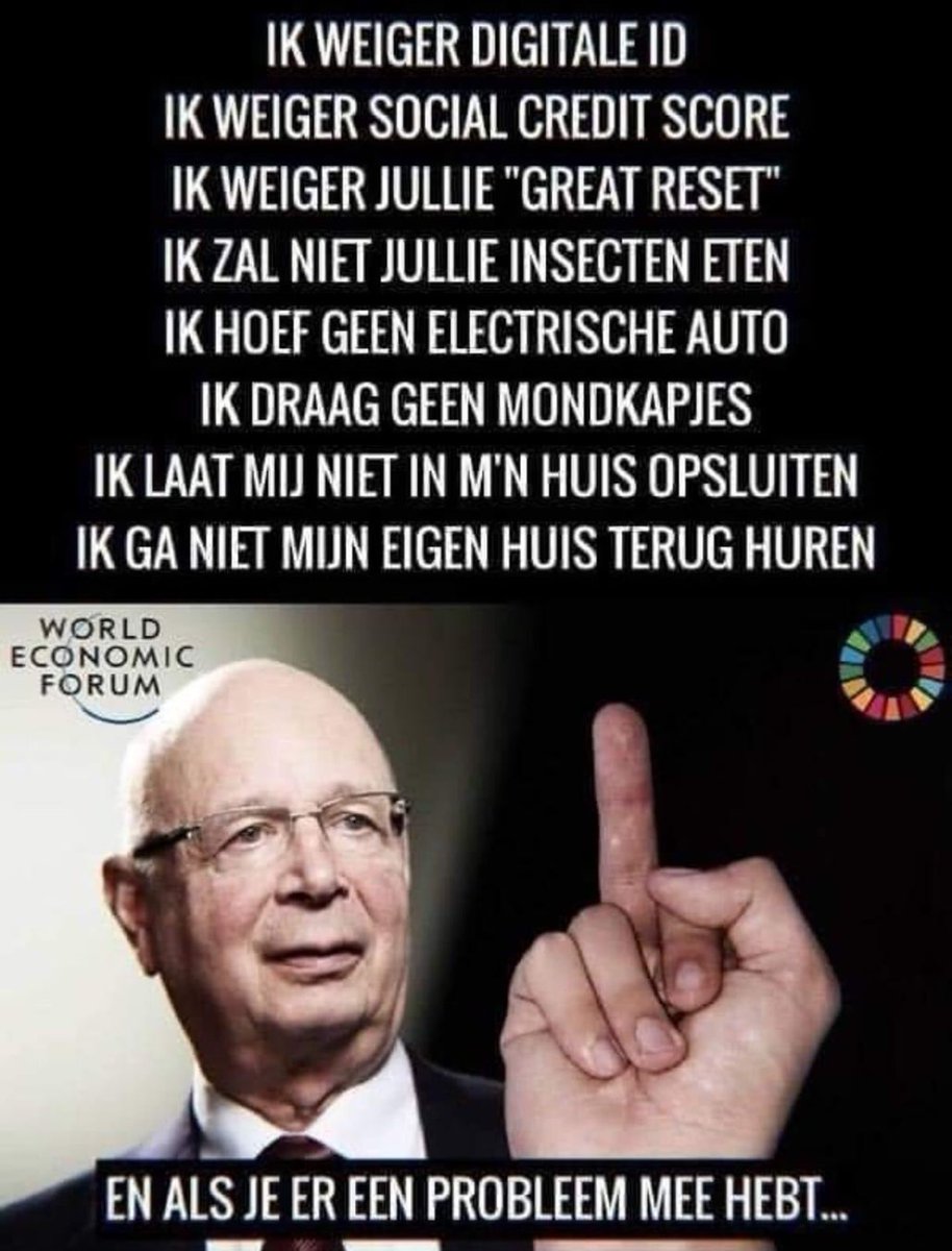 BackupHerb's tweet photo. Klaus Schwab: dikke middelvinger voor jou en je trekpoppen Mark Rutte #minp 🖕🏻🖕🏻🖕🏻🖕🏻🖕🏻 https://t.co/2QSNz1Hkxq