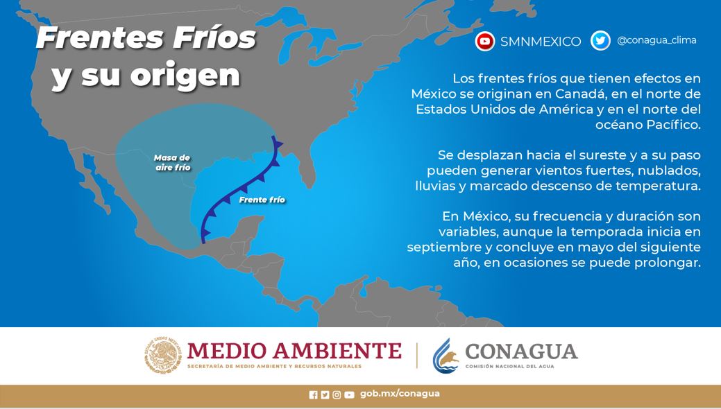 conagua_clima's tweet photo. Mañana ingresará el primer #FrenteFrío de la temporada sobre la región fronteriza del norte de #México. Ingresa a https://t.co/CKEnUOqJgu e infórmate sobre todo lo relacionado con estos sistemas https://t.co/YBVAn3aVWZ
