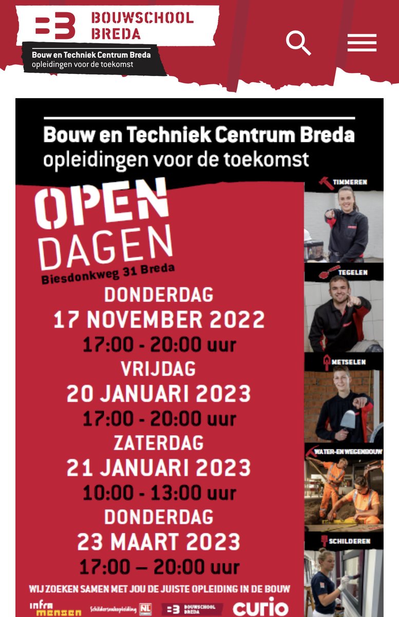 ColijnErik's tweet photo. SAMEN BOUWEN AAN EEN STERKE ONDERWIJSREGIO EN ONDERWIJSCENTRUM
Proef de sfeer en maak kennis met onze opleidingen. Tijdens de Open Avonden en Open Dagen laten wij graag zien hoe mooi het is om een opleiding te volgen in de bouwsector. https://t.co/zowUZTHxmA
