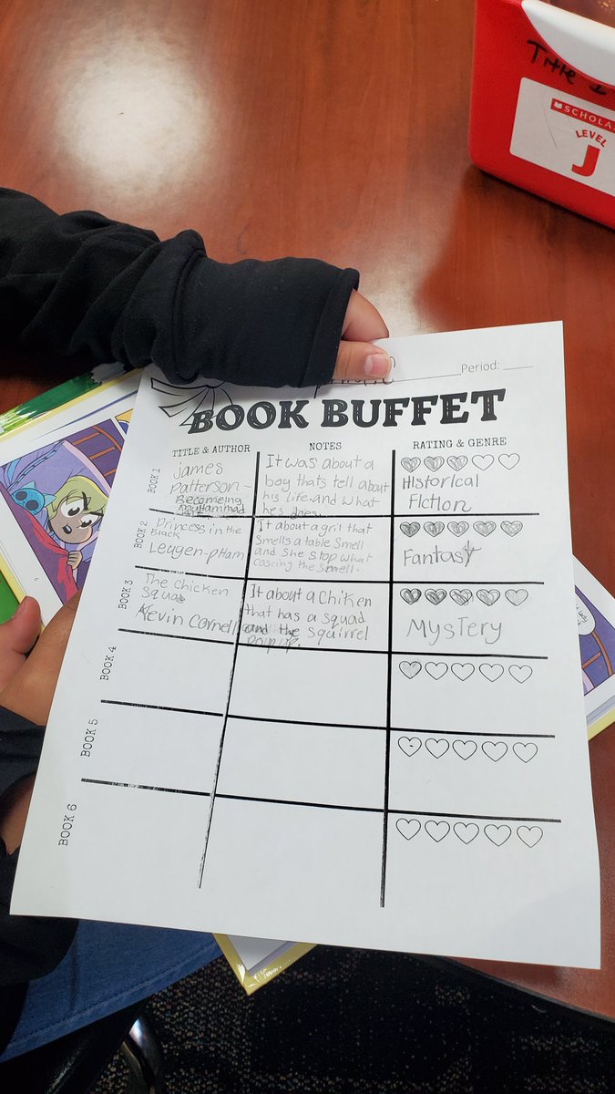 HayesTeachers's tweet photo. Shout out to our librarian Mrs. Brittingham! This week our 3rd and 4th graders got to participate in a Book Buffet! They received a bin of books that had different genres. Students sampled these genres and then got to leave reviews! #RutherfordB #OKCPS @OKCPS https://t.co/oe6Y3wcinT