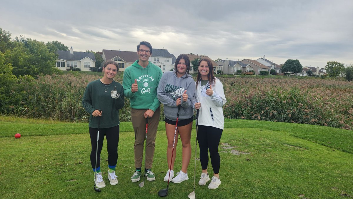 deanna79054793's tweet photo. @GC_GirlsGolf held their inaugural Girls Golf &amp; Faculty Scramble Friday. The best team finished 2 under par and scored a plaque and golden iron for their efforts. Mr. Landry earned his spot for closest to the pin! Love this new tradition! #teachersgolflikeprosLOL https://t.co/cPTm2B5uSd