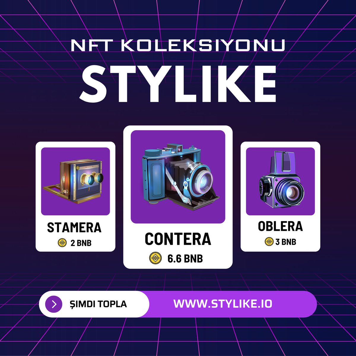 StylikeTR's tweet photo. stylike'dan NFT koleksiyonu 

Hangisi sizin favoriniz?

İstediğiniz NFT'yi alın ve günlük kazanmaya başlayın. 

#nft #nftart #krypto #bnb #binance https://t.co/D1Wz4n9Qna