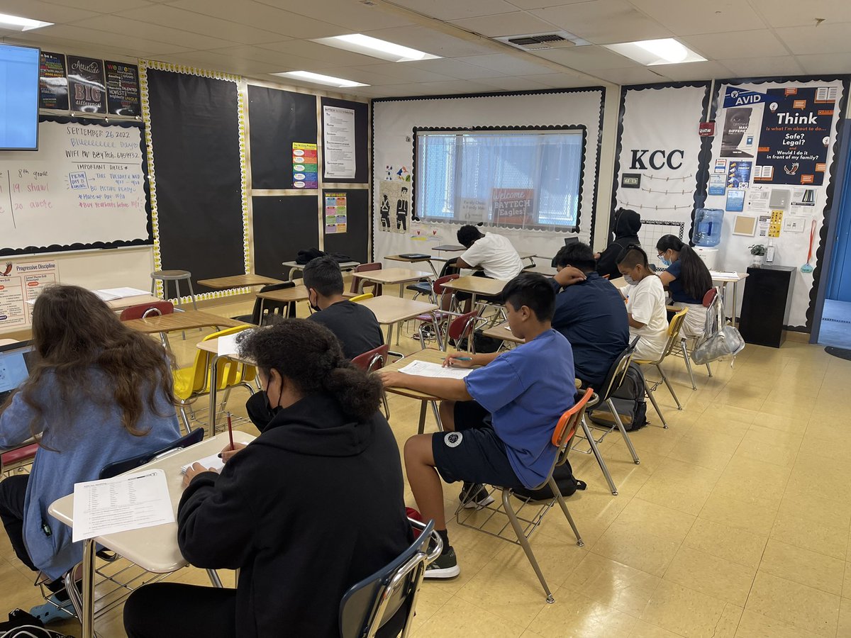 BayTech_School's tweet photo. Students working diligently at Saturday School early in the morning. Saturday School is from 9am-12pm. 💙🧡 https://t.co/EeuQ9wRqgg