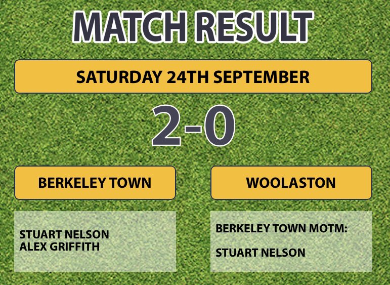 berkeleytownfc's tweet photo. Excellent result today from the lads. 2-0 against a tough @WoolastonFC in @GNSLOfficial https://t.co/RPmh8I3Qcf