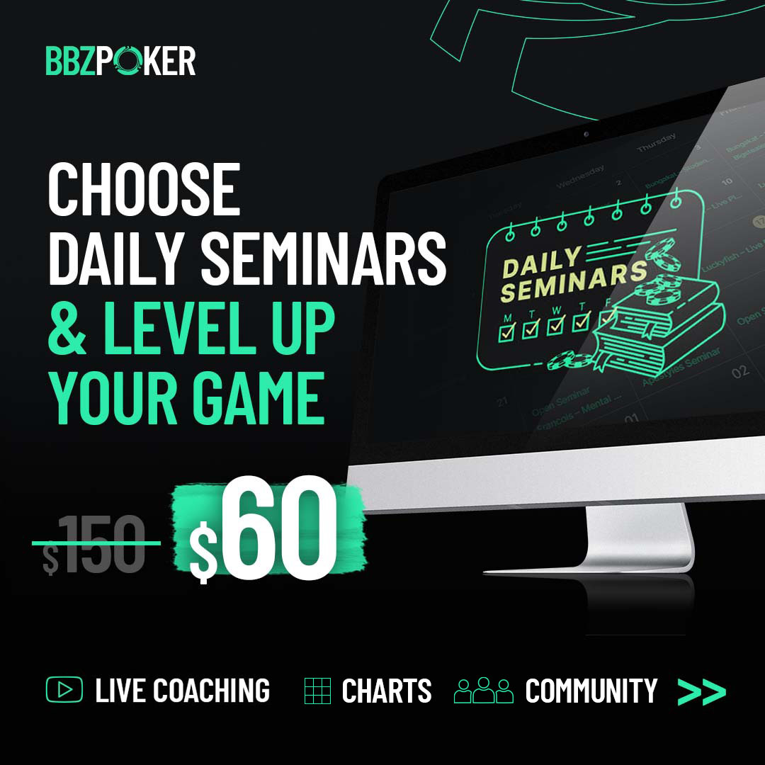 BBZPoker's tweet image. The response to the price change has been incredible and our seminars are busier than ever! What are you waiting for?!

$60 per month to be coached by @bigbluffzinc, @bungakat, @apestyles, @FrankHamel_MPC, @NorthpawPoker and luckyfish!!

bit.ly/DailySeminars