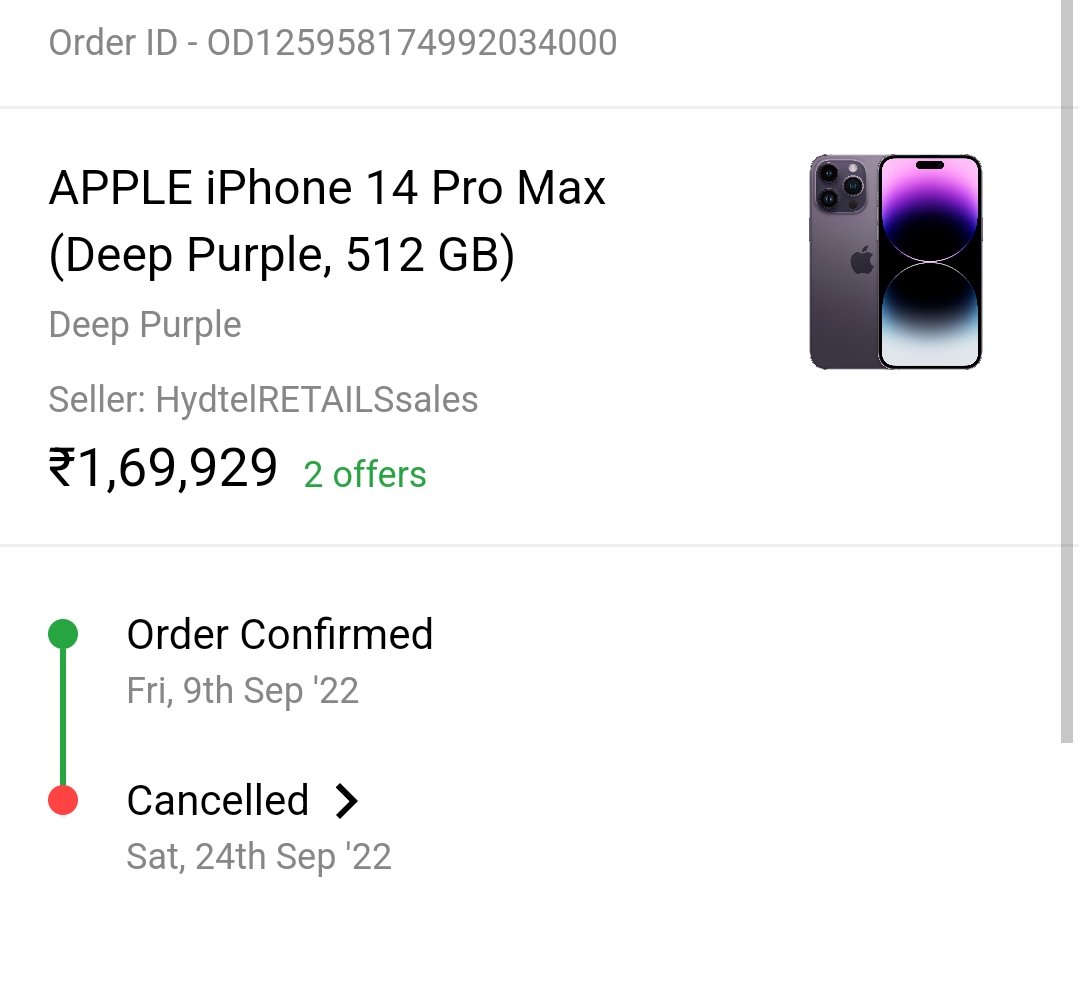 iamhere133's tweet photo. @Flipkart Flipkart is careless against #hydtelretailssales i had ordered Apple iPhone 14 Pro Max on 9 of September and Shipping date was 16 Sep and Delivery date was 19 September but till 24 product was not shipped nor delivered yet. Useless fellow @Flipkart https://t.co/cmBbuXaJCi