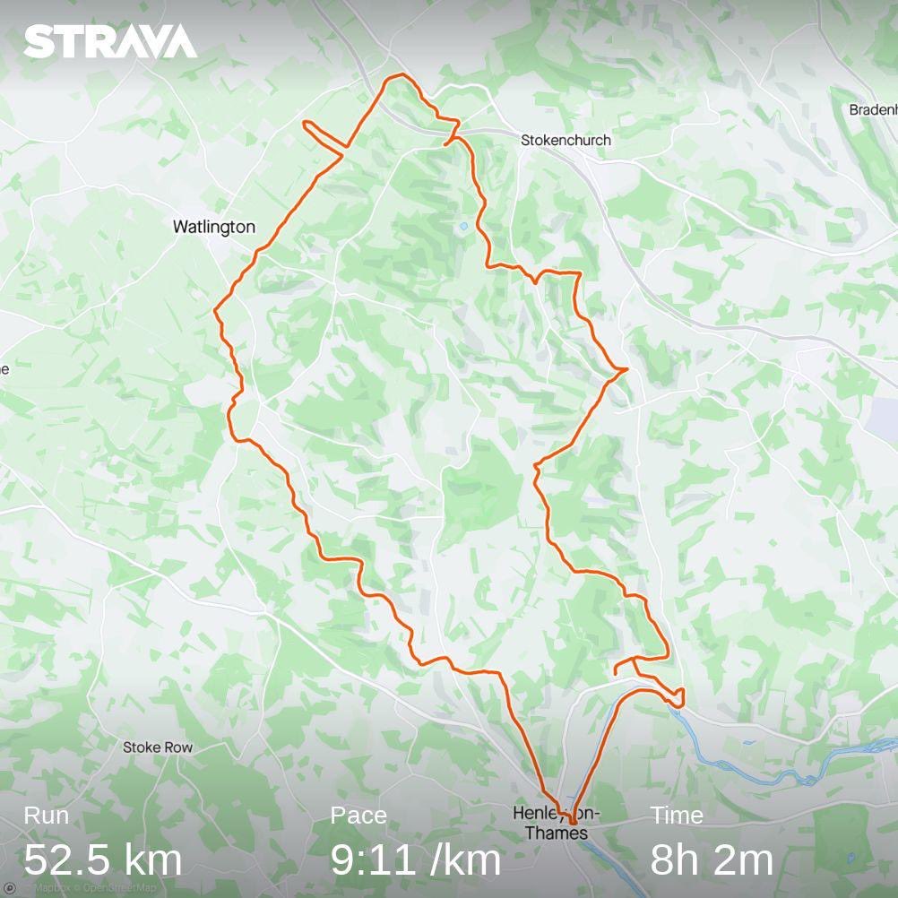 wallaceme's tweet photo. Today I did something slightly foolhardy but very fulfilling: my first ultramarathon, the #Chiltern50. Which turned out to be 52.5km. And 900 metres up. Feeling sore but smug. https://t.co/RF2Awtfd19