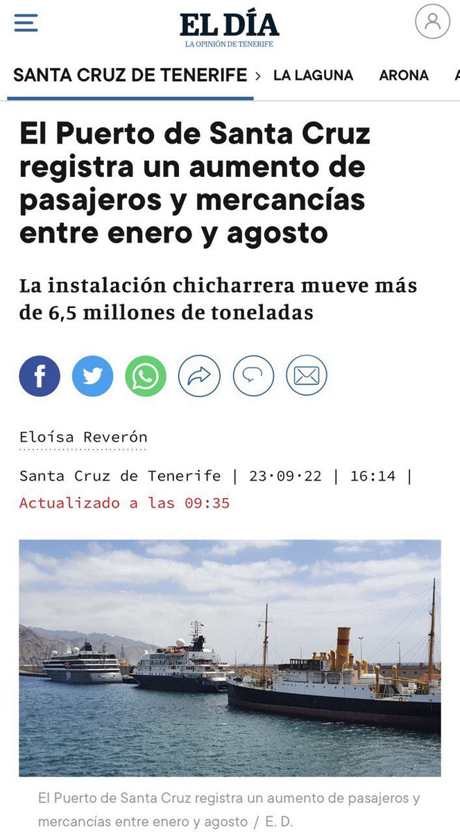 PromEconomicaSC's tweet photo. El Puerto de Santa Cruz registra un aumento de pasajeros y mercancías entre enero y agosto.

#puerto #santacruz #tenerife #aumneto #pasajeros #mercancías #comercio #turismo #canarias #islas https://t.co/cDdeavVrI3