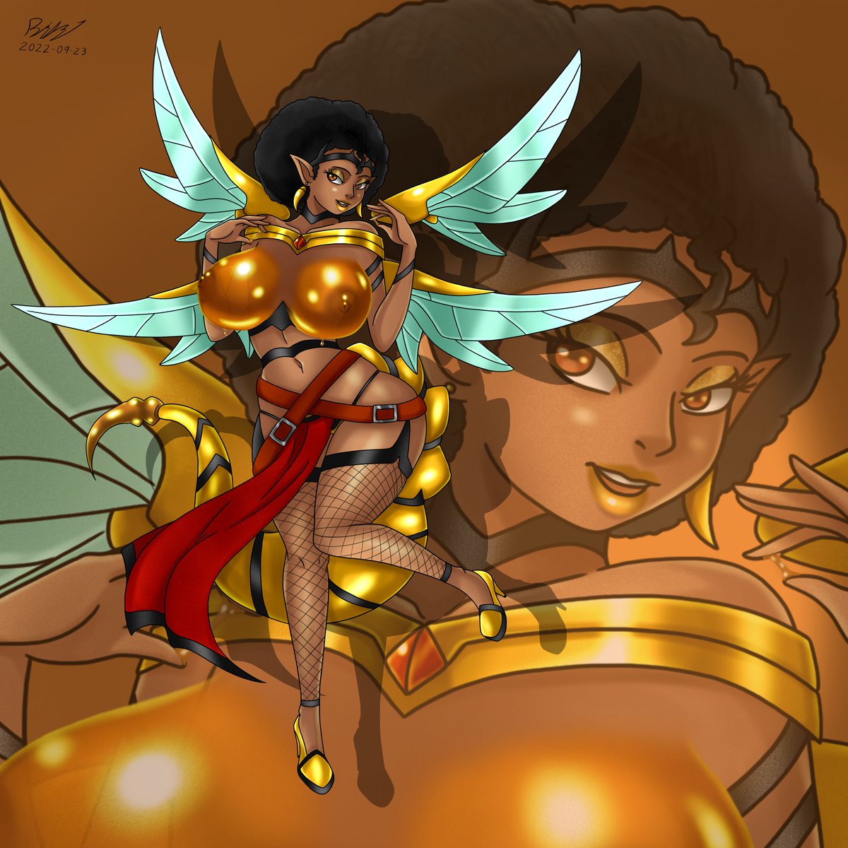 Birkanart1's tweet photo. Honey slime. OC belongs to a friend from Instagram. Come check out my content. #instagram #honey #slime #bigboobs #BustyGirls #cosplay #affro #ThiccEbony https://t.co/qGEDANTAaX