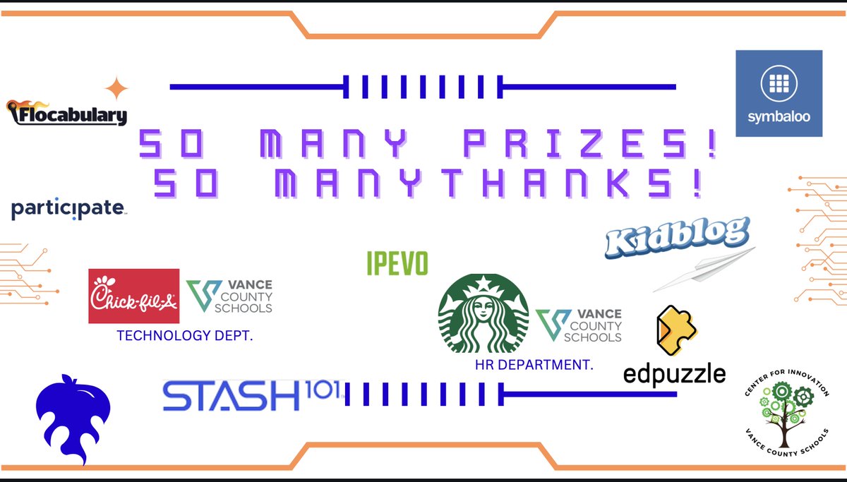 EdCampVANCE's tweet photo. A huge THANK YOU to ALL of our sponsors for your support in making EdCamp Vance happen!! #edcampvance https://t.co/jbamfkSQvA