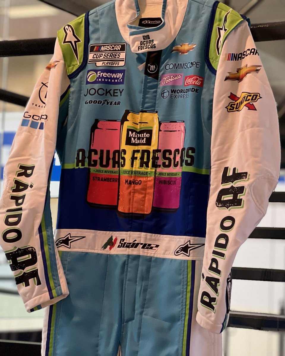 CocaColaRacing's tweet photo. 24 hours until @Daniel_SuarezG races @TXMotorSpeedway in this fresh @MinuteMaid Aguas Frescas fire suit.
Who’s ready? 🍓🥭🌺 #RefreshingAF https://t.co/rVgVuAy2Gl