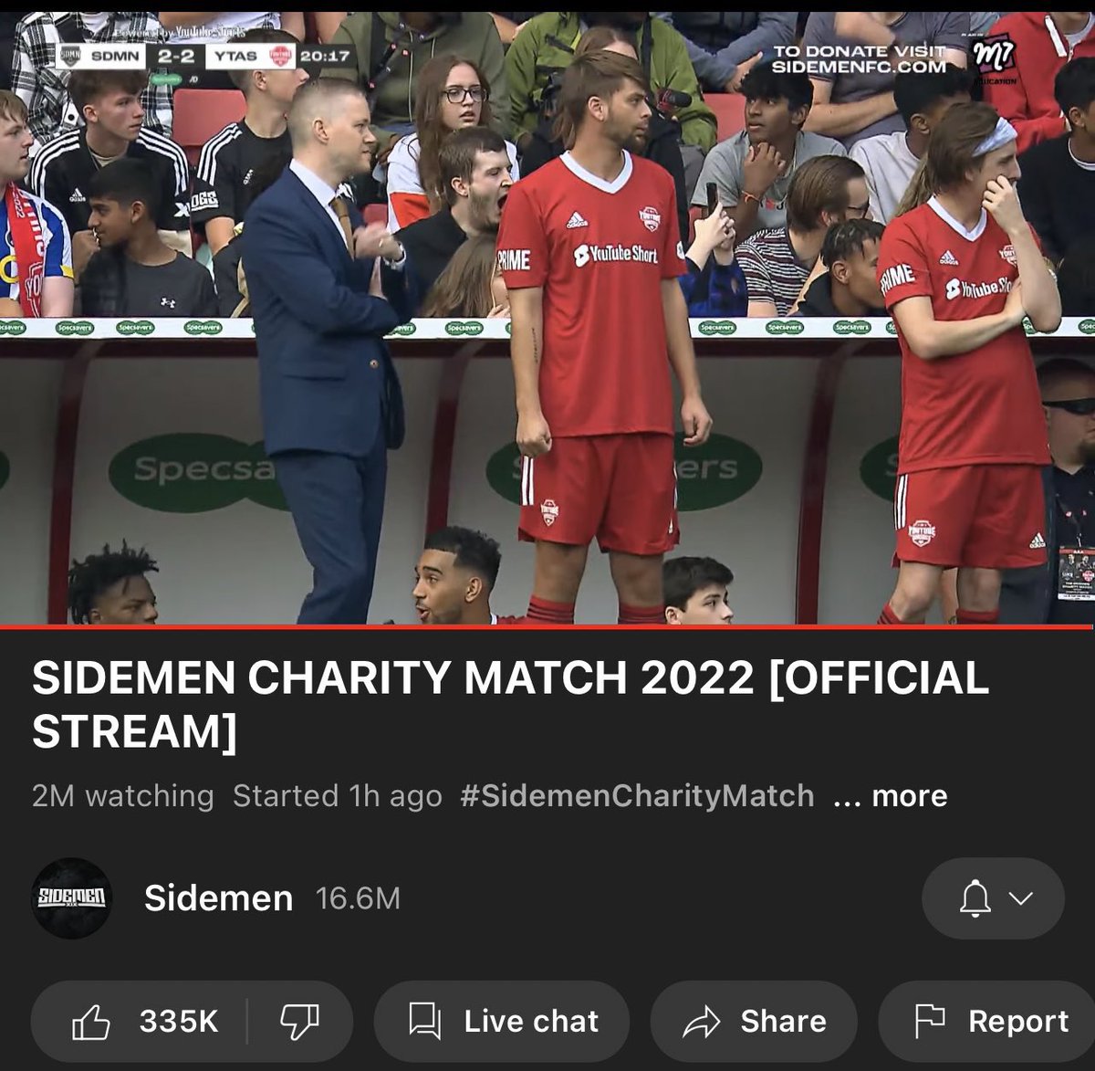 Charitativní fotbalový zápas YouTuberů, TikTokerů a dalších tvůrců sledovalo živě až 2,5 mio diváků a během akce se jim podařilo vybrat přes milion liber. 

youtu.be/z0h3h1UVPSs