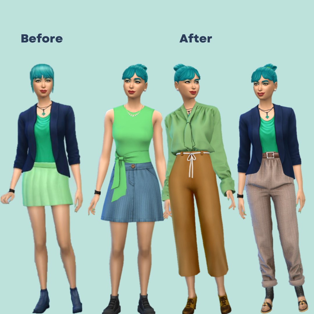 Kellysimstories's tweet photo. Style update and CC update too!! Thank you everyone for the great recommendations. I gave a make over to my mint sim, Mynte Berry! CC is from  #Clumsyalien #gorillax3 #dogsill and #belaloallure                #TheSims4  #thesims4cc #notsoberry https://t.co/6Gn1VP21s6