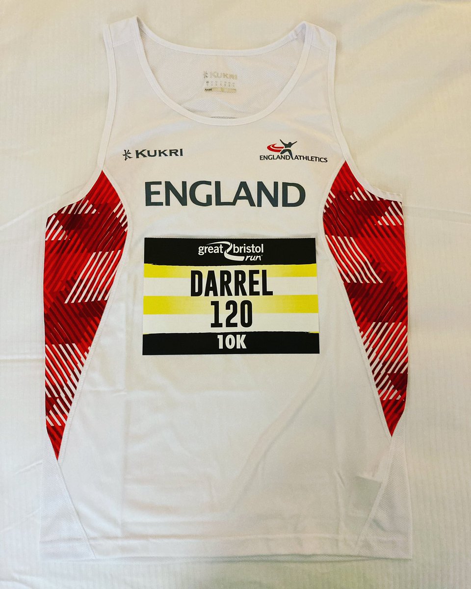 First time in my national colours. Bristol 10k tomorrow morning.