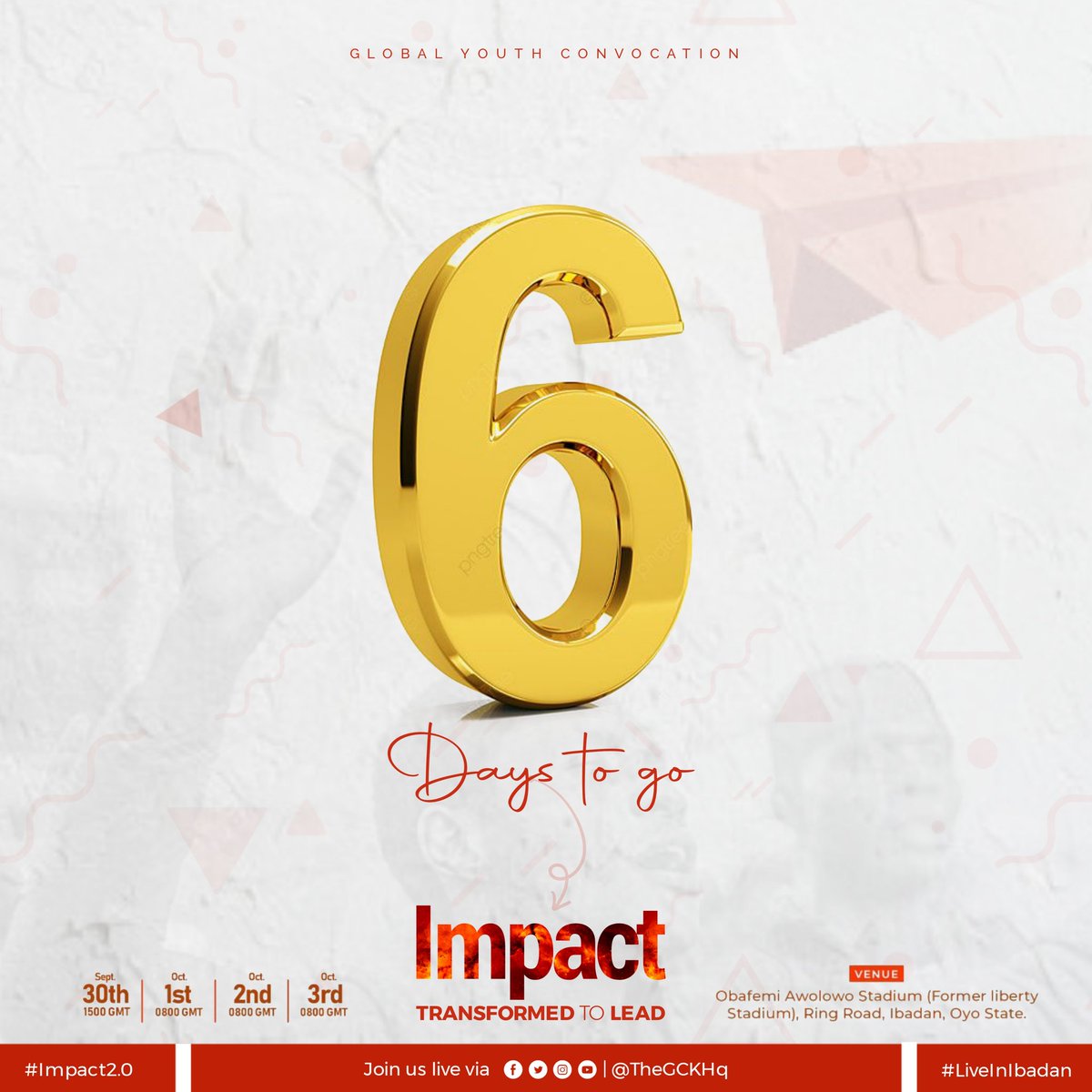 fourtis_graphics (@TestimonyMOG) on Twitter photo 2022-09-24 19:38:51 Its 6 days to go!
Impact 2.0 live in Ibadan promises to be great!
Transformed to lead!😘
Let's retweet this Fam, let everyone know about this!🥰
@Onyieeee @AdeyemiSusanna1 @chi_the_tailor @EzeoforGoodness @purechocky @Praiz_Imo Its 6 days to go!
Impact 2.0 live in Ibadan promises to be great!
Transformed to lead!😘
Let's retweet this Fam, let everyone know about this!🥰
@Onyieeee @AdeyemiSusanna1 @chi_the_tailor @EzeoforGoodness @purechocky @Praiz_Imo