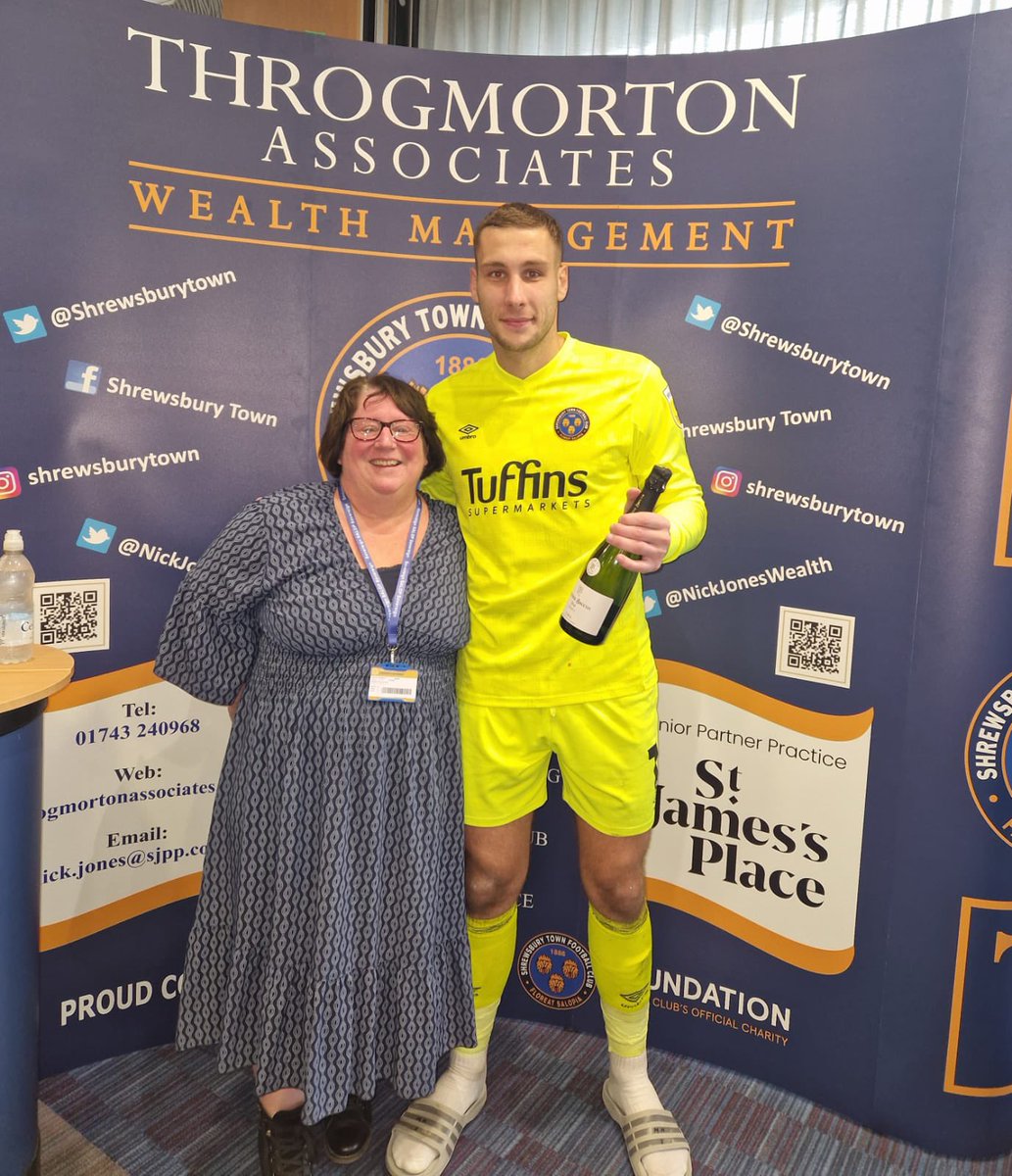 Shrews Commercial (@stfccommercial) on Twitter photo Today’s <a href="/NickJonesWealth/">Nick Jones</a> man of the match was <a href="/MarosiMarko/">Marko Marosi</a> , with Val Sheppard- Evans of <a href="/longmyndtravel/">Longmynd Travel Ltd</a> presenting the champagne
Well played Marko, a great 3 points for <a href="/shrewsburytown/">Shrewsbury Town FC</a> ! 🟠🔵 Today’s <a href="/NickJonesWealth/">Nick Jones</a> man of the match was <a href="/MarosiMarko/">Marko Marosi</a> , with Val Sheppard- Evans of <a href="/longmyndtravel/">Longmynd Travel Ltd</a> presenting the champagne
Well played Marko, a great 3 points for <a href="/shrewsburytown/">Shrewsbury Town FC</a> ! 🟠🔵