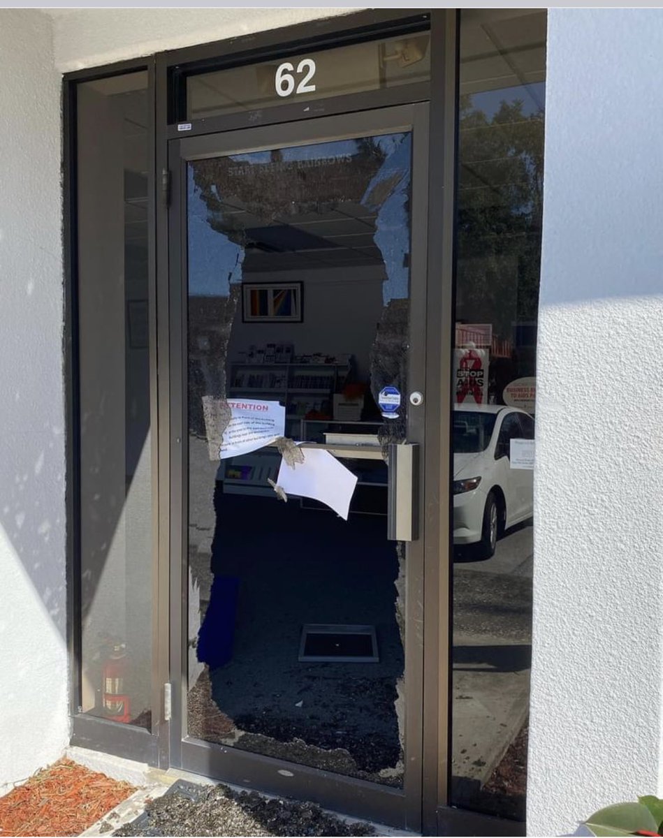femgator's tweet photo. Our local Pride Center was vandalized by cowards in the dead of night. If you can help, please donate directly to the PCNCFL here https://t.co/mv7uUs0KwB @bjoewolf @equalityfl @HRC #loveconquershate #wewillrise #lgbtqiapride #pride https://t.co/hOssRio46N