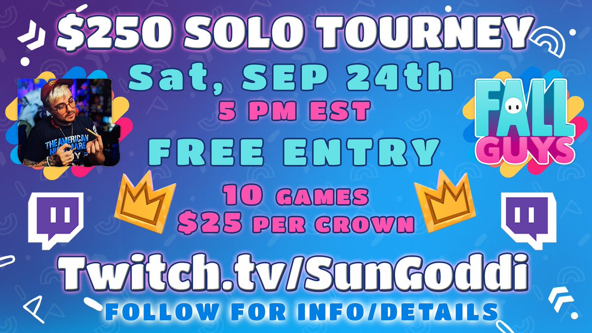 $250 CASH TOURNY! Yo it’s going down in one hour pull up and win some money twitch.tv/sungoddi
