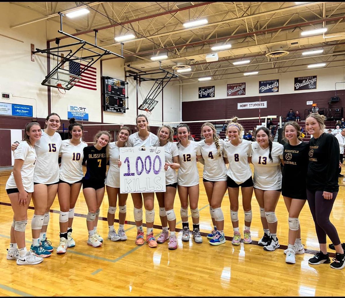 Michael39448691's tweet photo. Congratulations— Senior Sarah Bettis on 1,000 CAREER KILLS!!  🏐💜💛🔥.  
#royalpride @BlissAthletics @965TheCave @NewsLCAA https://t.co/OHjbvna6MB