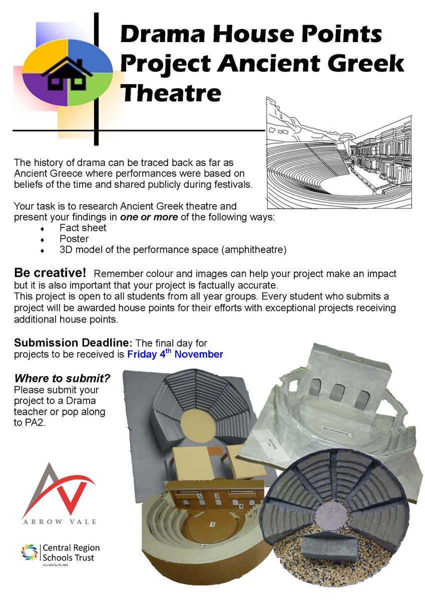 AVPerformingArt's tweet photo. Drama house points project open to all students. @AVPerformingArt @ArrowValeSchool https://t.co/K3HqCWqnDP