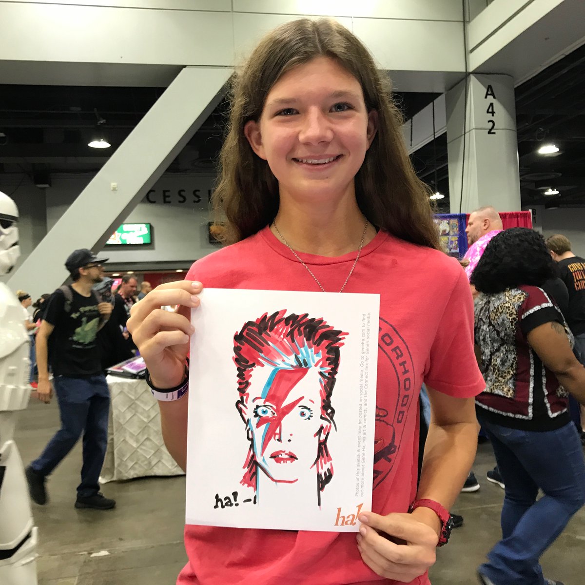 GeneHa's tweet photo. #Bowie #ZiggyStardust #FreeSketchesForKids! #Copic marker #sketch for @CinciComicExpo WAYYY cooler than I was at her age! #geneha @CincyDECC #CincyExpo2022 https://t.co/h11FzLYJi0