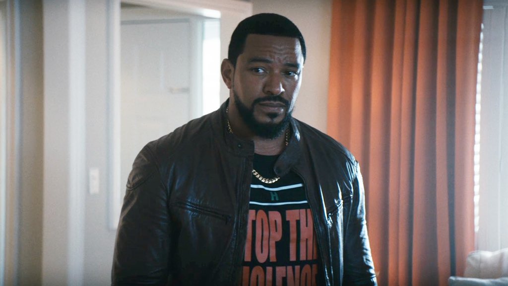 PrimeVideo's tweet photo. Ever wonder about the story behind MM's impressive t-shirt collection? Laz Alonso says, “He’s not in a super suit, so his super suit is hip-hop culture. That’s his swag and that’s his superpower.” https://t.co/9Zk0qWfgYJ