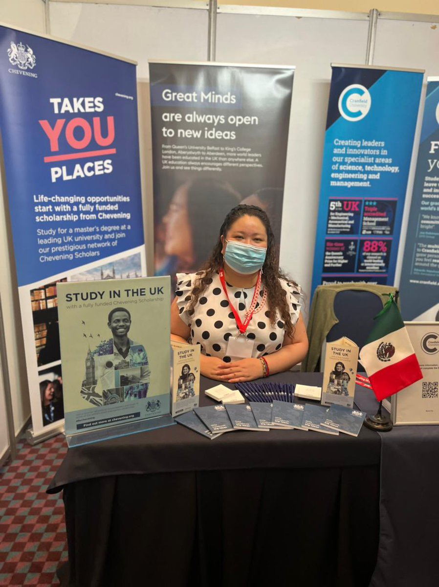 KimiYoshimura's tweet photo. Join us today and tomorrow at @bmiglobaled’s #ExpoPosgrados2022. I will be at @CranfieldUni booth. Happy to share with you how a @CheveningFCDO scholarship can change your life and how this programme has been supporting leaders since 1983. ✨ #IAmChevening 🌎 #BeChevening 🙌🏻 https://t.co/WBcmrquCo3